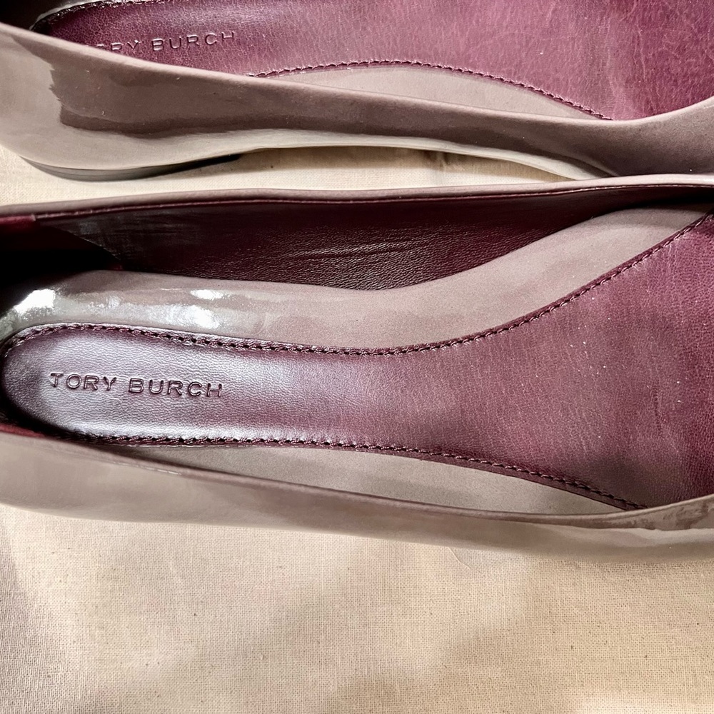 Tory Burch Georgia Square Toe Leather Ballet Flats Smoke Gray Size 9.5 NWT!! - Picture 7 of 9